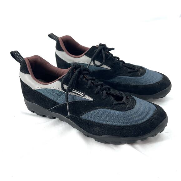 SHIMANO SPD Blue/ Black Suede Cycling Shoes Mens Size 8.5 - Picture 1 of 9
